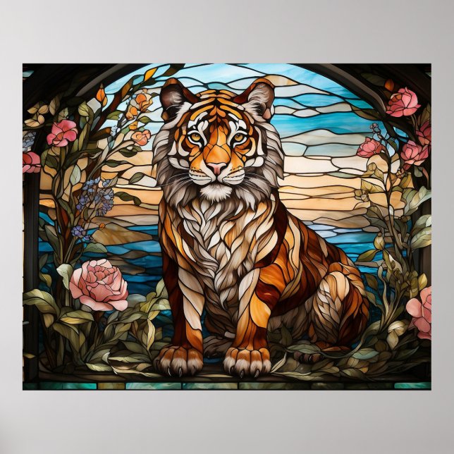 Poster *~* AP68 Fantasy TIGER Vidro Apanhado Brilhante 5: (Frente)