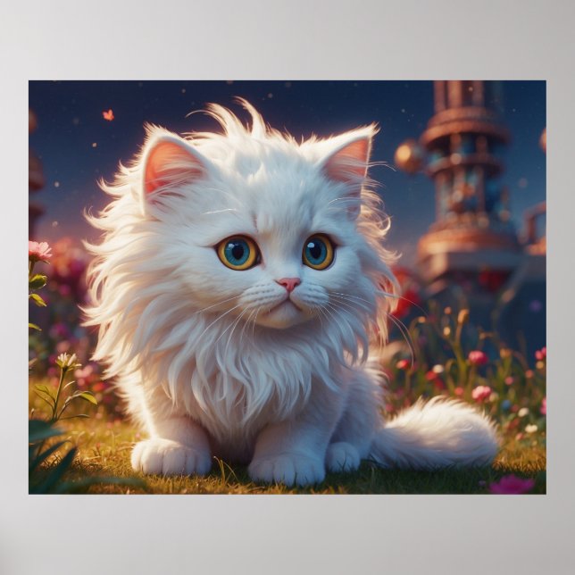 Poster *~* AP68 Kitty Cat 5:4 Kitten White Long Hair (Frente)