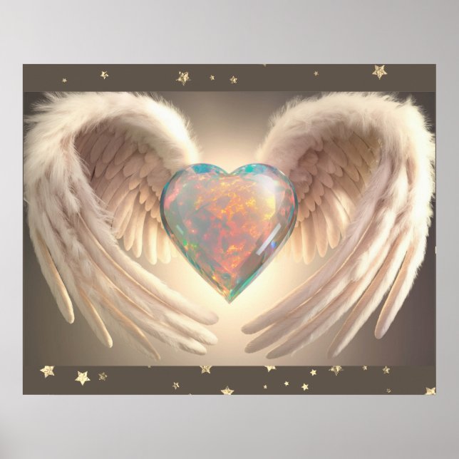 Poster **~* AP78 Heart Angel Wings Feather Opal (Frente)