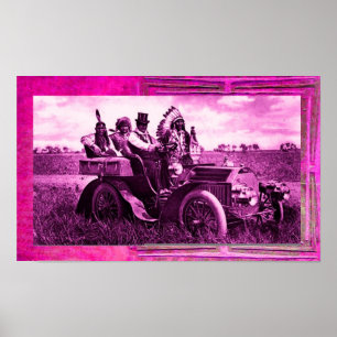 PÔSTER APACHES E GERONIMO CONDUZINDO UM CARRO A MOTOR