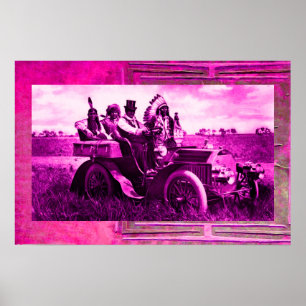 POSTER APACHES E GERONIMO DIRIGINDO UM CARRO MOTORIZADO