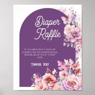 Poster ApaixonadaBebê floral de rifa de fralda de fralda