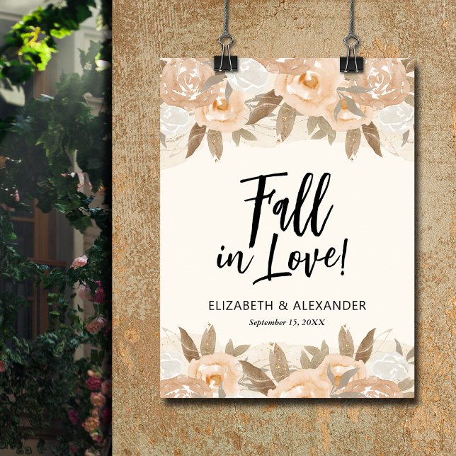 Poster Apaixonados Flores de Pêssego Boas-vindas (Fall in love peach flowers wedding welcome poster - INSTANT DOWNLOAD or PRINTED (framed, too))