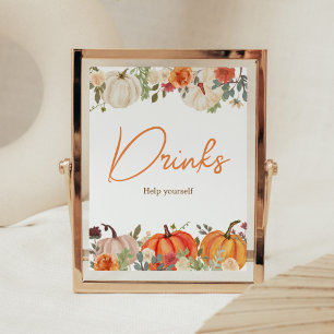 Poster Apaixonando Chá de fraldas Floral Pumpkin Bebe