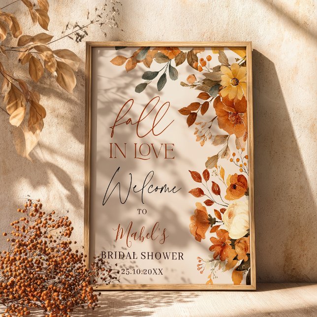 Poster Apaixonar-Se Por Aquarela Russo Bridal Bem-Vindo (Fall In Love Watercolor Rustic Bridal Welcome Poster)