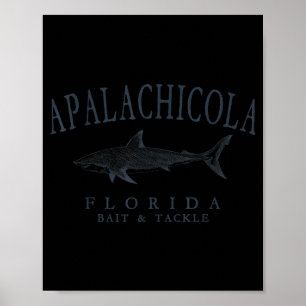 Poster Apalachicola Flórida tubarão arte retrô em ardósia