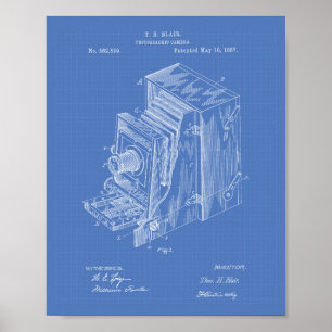 Pôster Aparelho De Câmera 1887 Arte Patente - Blueprint