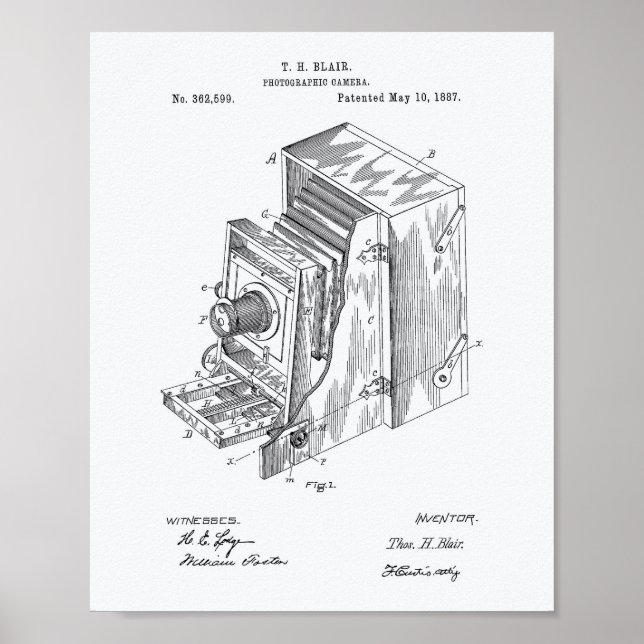 Pôster Aparelho De Câmera 1887 Arte Patente - Livro Branc (Frente)