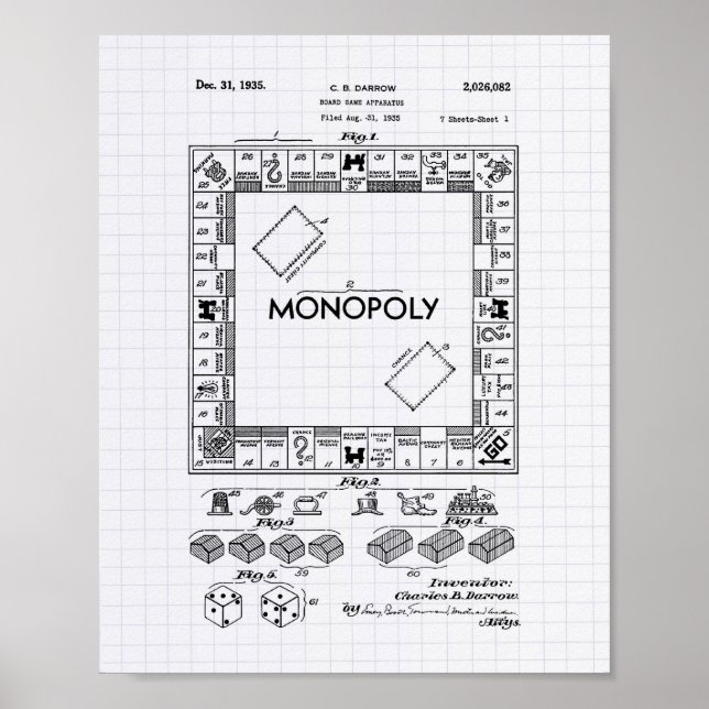 Poster Aparelho De Jogo De conselho 1935 Arte Patente - P (Frente)