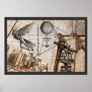 Pôster Aparições de Steampunk sobre a ponte de Brooklyn