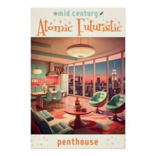Pôster Apartamento Penthouse Futurista Atômico