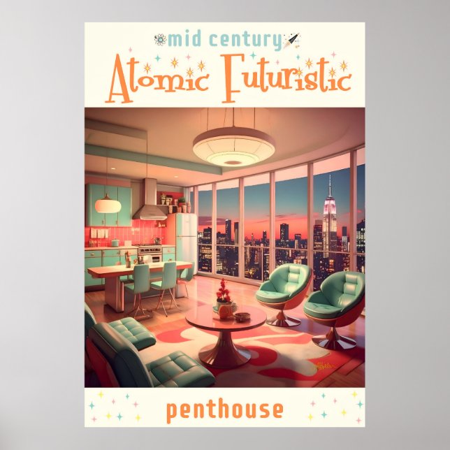 Poster Apartamento Penthouse Futurista Atômico (Frente)