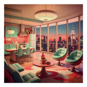 Pôster Apartamento Penthouse Futurista Atômico