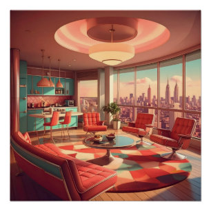 Pôster Apartamento Urbano Futurista Atômico