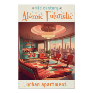 Pôster Apartamento Urbano Futurista Atômico