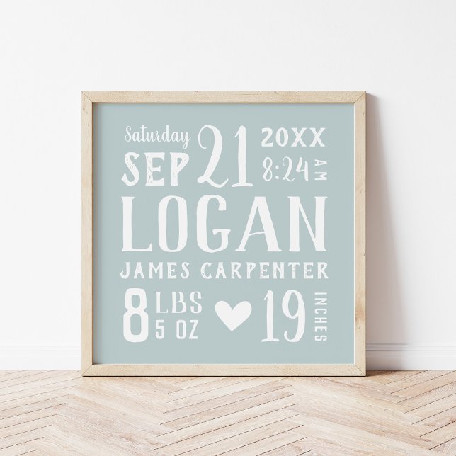 Pôster Apelido Azul e Estatísticas de Nascimento | Cores  (Criador carregado)