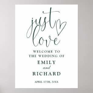 Poster Apenas Ame Sinal de Boas-Vindas de Casamento Verde
