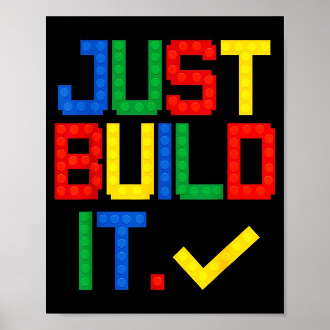 Poster Apenas Construa Master Builder Blocos de Construçã (Frente)