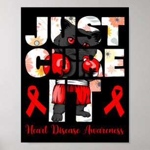 Poster Apenas Cure Doenças Cardíacas Boxe de Gato Preto C