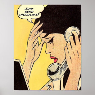 Poster Apenas Envie Chocolate Arte de quadrinhos vintage