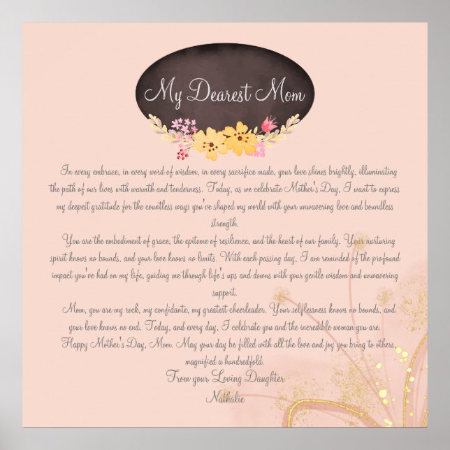 Poster Apenas Mães amam palavras para a mãe (Frente)