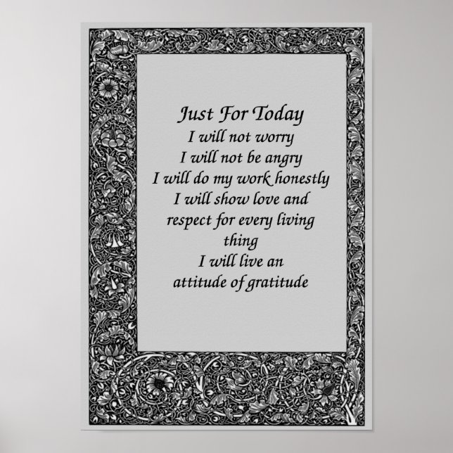 Pôster Apenas Para Hoje Frame Floral Preto (Frente)