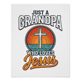 Pôster Apenas um avô que ama Jesus Camisa Vintage Cruz