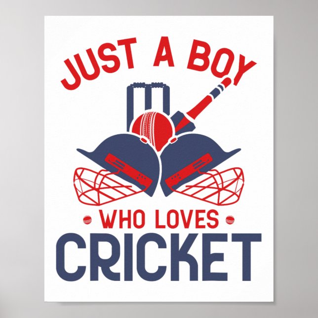 Poster Apenas um menino que ama críquete - Jogador de crí (Frente)