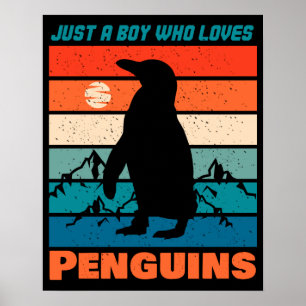 Poster Apenas Um Menino Que Ama Pinguins - Retro Animal