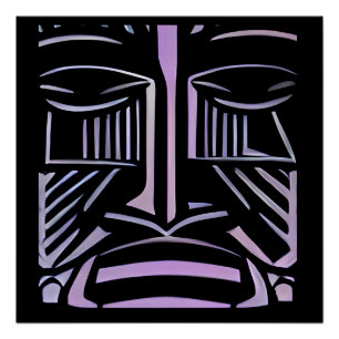 Pôster Apenas um Pequeno Tiki Preto e Roxo