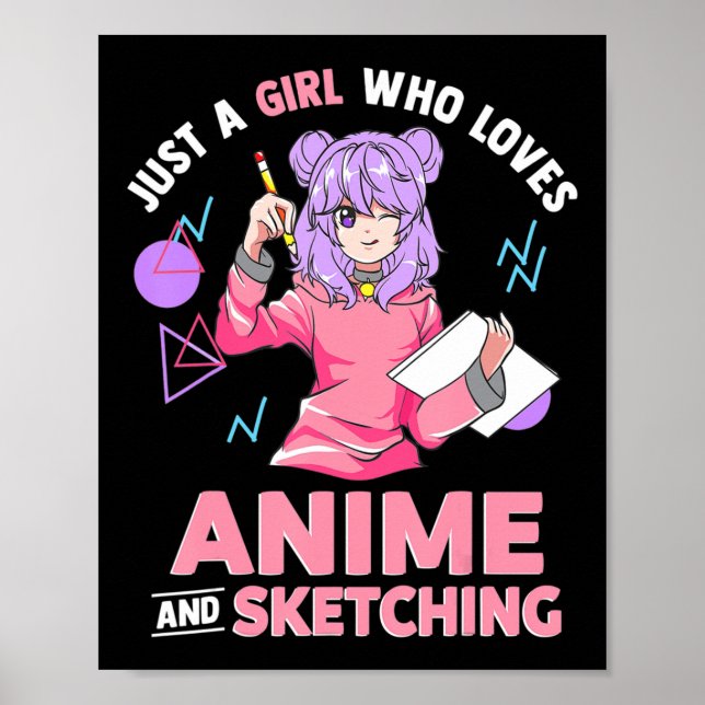Poster Apenas uma garota que ama anime e esboça (Frente)
