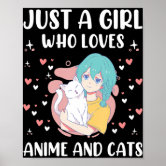 Poster Menina de Gato de Anime Bonita