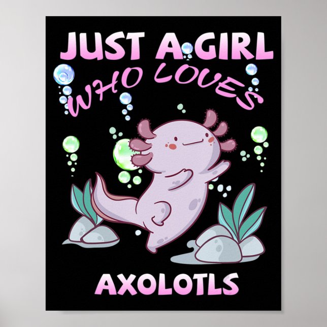 Poster Apenas Uma Menina Que Ama Axolotls Anime Kawaii Gi (Frente)