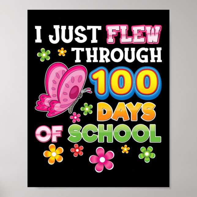 Poster Apenas Voou 100 Dias De Borboleta Escolar 100 (Frente)