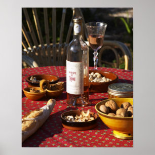 Poster Aperitivo e aperitivos preparados: pão, azeitonas,