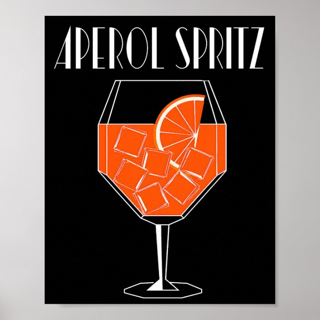 Poster Aperol Spritz Art Deco Laranja e Preto Coquetel (Frente)