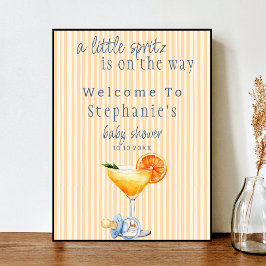 Poster Aperol Spritz Blue Orange Citrus Boy Baby Shower