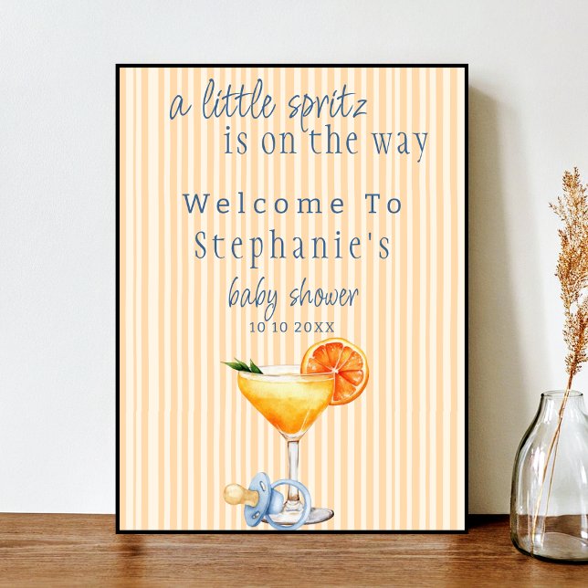 Poster Aperol Spritz Blue Orange Citrus Boy Baby Shower (Criador carregado)