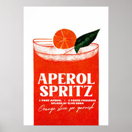 Poster Aperol Spritz Cocktail Vidro Laranja Grande