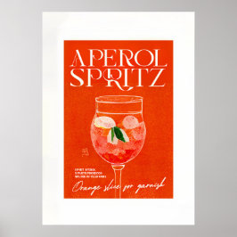 Poster Aperol Spritz Cocktail Vidro Laranja Grande