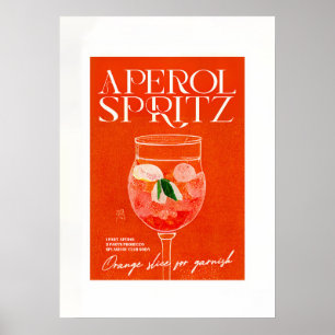 Poster Aperol Spritz Cocktail Vidro Laranja Grande