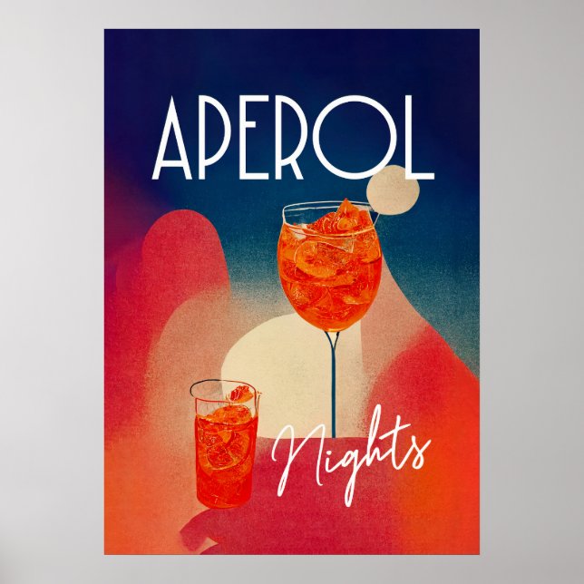 Poster Aperol Spritz Noites Retro Coctail (Frente)