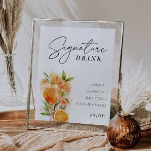 Poster Aperol Spritz Sinal Signature Drink Chá de panela