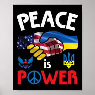 Poster Apertar as mãos Paz é Poder EUA Ucrânia Unidade Ju