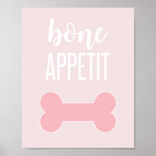 Poster Apetite Óssea Sinal de Festa de aniversário rosa