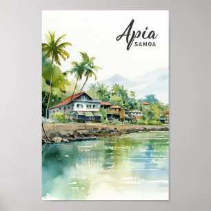 Poster Apia Samoa Watercolor Viagem