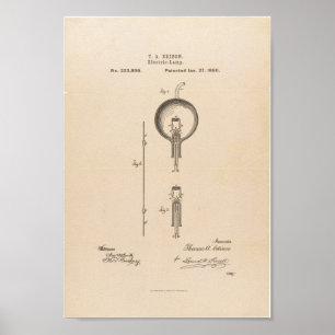 Poster Aplicativo de patente da lâmpada de Thomas Edison