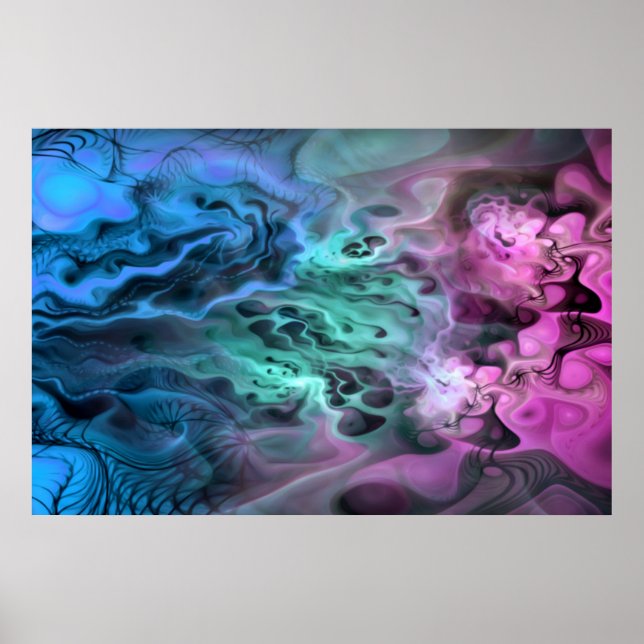 Pôster Apófise - Arte Fractal II - azul-rosa (Frente)