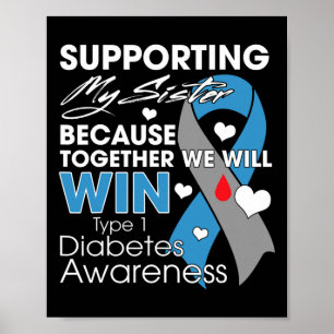 Poster Apoiando Minha Irmã Diabética T1d Diabetes Tipo 1