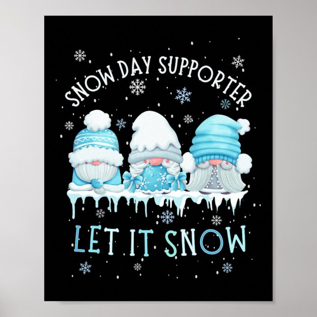 Poster Apoiante Do Dia Da Neve Que Neve Gnomo Azul Xma (Frente)